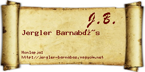 Jergler Barnabás névjegykártya